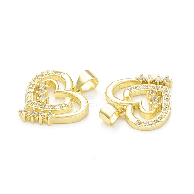 Rack Plating Brass Micro Pave Cubic Zirconia Pendants KK-C011-44G-1
