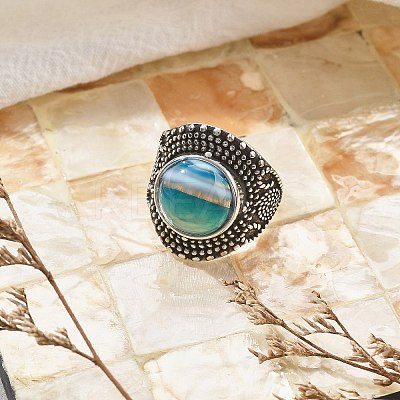 Natural Banded Agate Adjustable Rings RJEW-I108-03AS-04-1