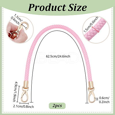 Imitation Leather Braided Round Cord Bag Handles with Zinc Alloy Clasps FIND-WH0126-941A-02-1