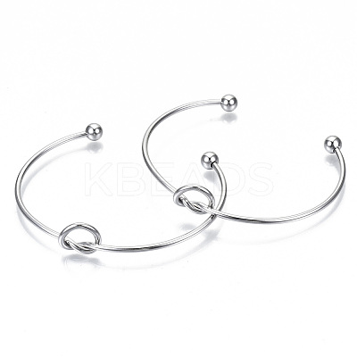 Tarnish Resistant 304 Stainless Steel Love Knot Cuff Bangle Making X-MAK-S073-001P-1