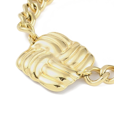 304 Stainless Steel Cuban Link Chain Square Link Bracelets for Women BJEW-C071-06G-1