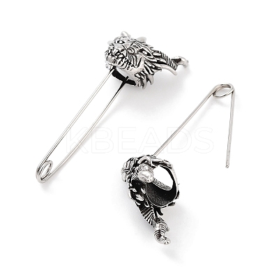 Animal 316 Surgical Stainless Steel Safety Pin Hoop Earrings for Women EJEW-Z050-27AS-1