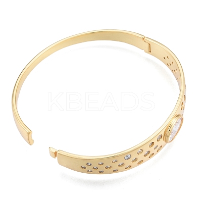 Cubic Zirconia Oval Hinged Bangle BJEW-G651-10G-04-1