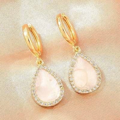 Brass Micro Pave Cubic Zirconia Hoop Dangle Earrings KK-CBA8324-11G-02-1