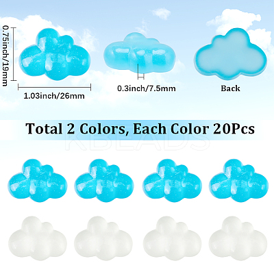 40pcs 2 Colors Luminous Transparent Resin Cabochons RESI-SC0006-59-1