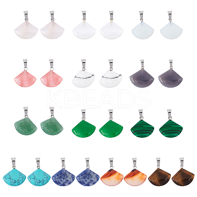 Fan Gemstone Pendants G-FH0001-15-1