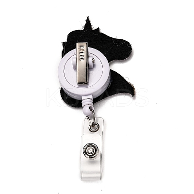Unicorn Glitter Powder Felt & ABS Plastic Badge Reel AJEW-I053-38-1