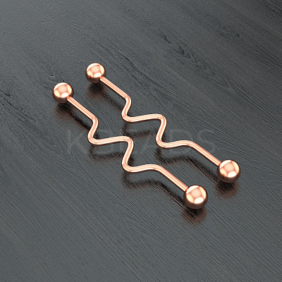 316L Surgical Stainless Steel Wavy Bar Industrial Barbell Cartilage Earrings FS-WG6688D-10-1