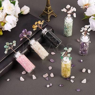 6Pcs 6 Style Natural Gemstone Chip Money Tree Display Decorations DJEW-SZ0001-07-1