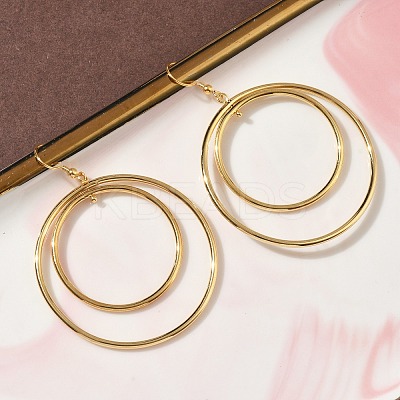 Electroplated 304 Stainless Steel Flat Round Dangle Earrings EJEW-Z129-09G-1