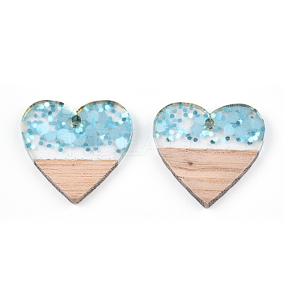 Transparent Resin & White Wood Pendants RESI-N039-55-1