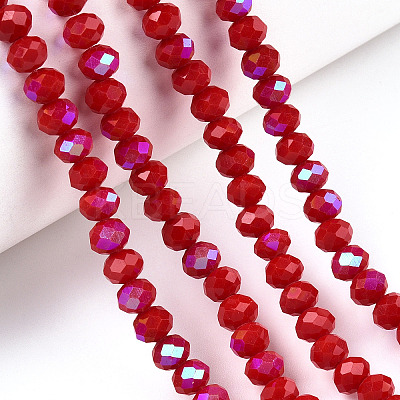 Electroplate Opaque Solid Color Glass Beads Strands EGLA-A034-P1mm-L21-1