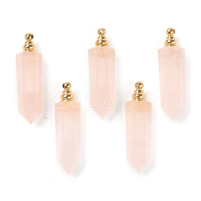 Faceted Natural Rose Quartz Pointed Pendants G-H252-F06-1