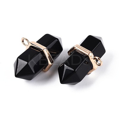 Natural Obsidian Double Terminal Pointed Pendants G-N345-09J-1