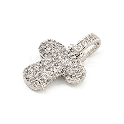 Brass Micro Pave Clear Cubic Zirconia Pendants KK-B099-01P-T-1