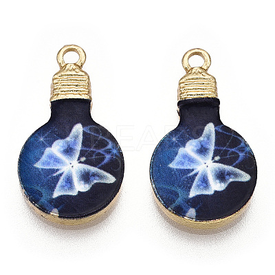 Printed Alloy Enamel Pendants ENAM-N056-178-05-1