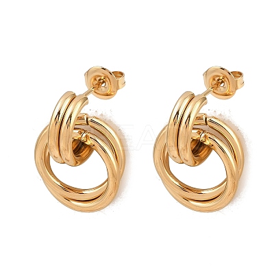 304 Stainless Steel Twist Ring Stud Earrings X-EJEW-P324-05G-1