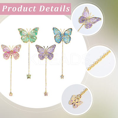 4Pcs 4 Colors Brass Bookmarks AJEW-CP0006-64-1