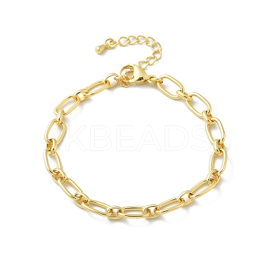 Brass Oval Link Chain Bracelets for Women Men BJEW-K273-15G-1