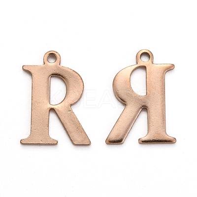 Ion Plating(IP) 304 Stainless Steel Alphabet Charms STAS-H122-R-RG-1