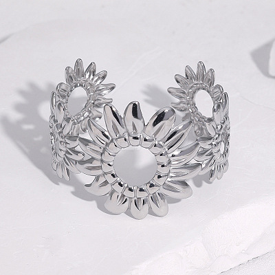 304 Stainless Steel Cuff Bangles for Women FS-WGBD327-01-1