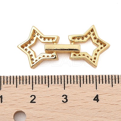 Brass Micro Pave Clear Cubic Zirconia Fold Over Clasps KK-C075-10G-1