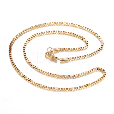 304 Stainless Steel Box Chain Necklaces X-STAS-O053-27G-1