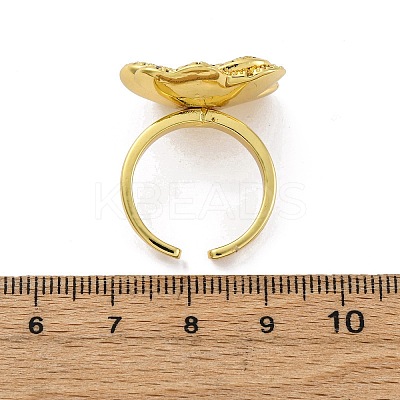 Brass Micro Pave Clear Cubic Zirconia Cuff Rings for Women RJEW-H248-05G-1