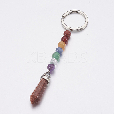 Synthetic Goldstone Chakra Pointed Keychain KEYC-P040-C08-1
