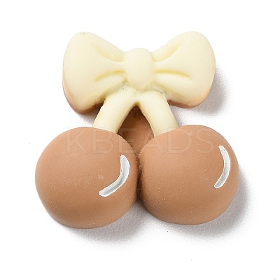Cartoon Opaque Resin Cherry with Bowknot Cabochons LS-RESI-Q218-01E-1