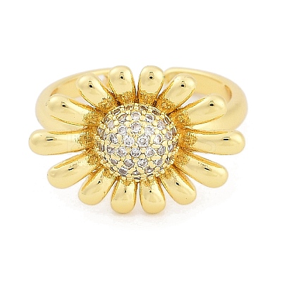 Brass Micro Pave Cubic Zirconia Cuff Rings RJEW-U030-03G-02-1