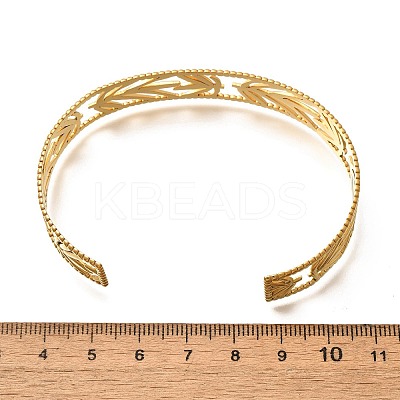 304 Stainless Steel Open Cuff Bangles for Women LS-BJEW-Z083-02G-03-1