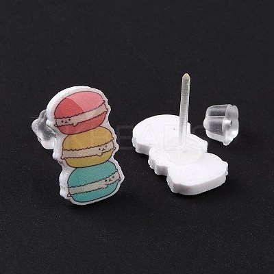 Colorful Acrylic Imitation Food Stud Earrings with Platic Pins for Women EJEW-F293-02A-1