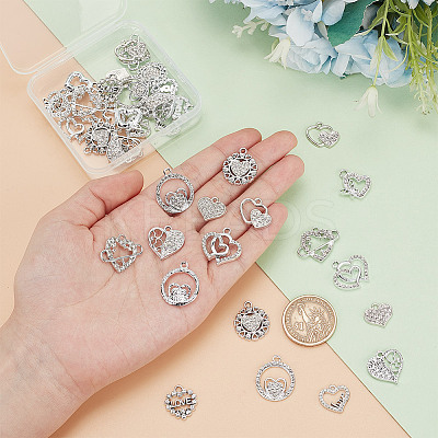 40Pcs 10 Styles Alloy Rhinestone Pendants ALRI-AR0001-09-1