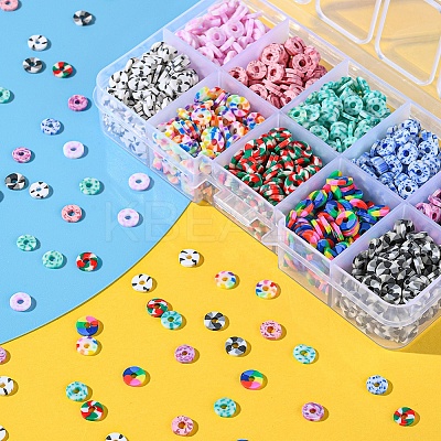 Handmade Polymer Clay Beads Strands CLAY-YW0001-46-1