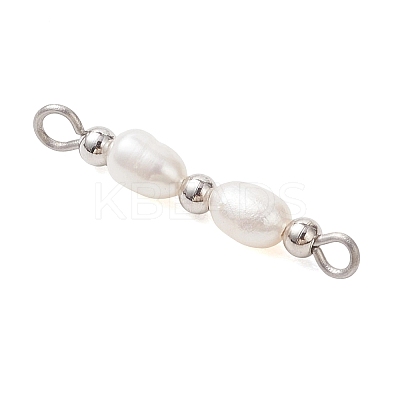 3Pcs 3 Styles Natural Cultured Freshwater Pearl Rice Beaded Links Connector Charms PALLOY-JF04914-01-1