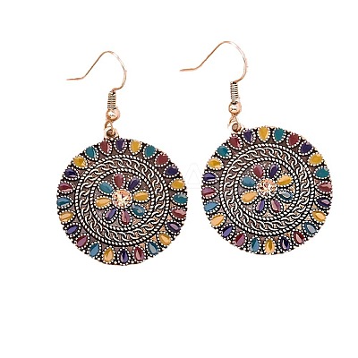 Ethnic Style Alloy Enamel & Wood Pendant Necklaces & Dangle Earrings Sets WG3F4B9-03-1