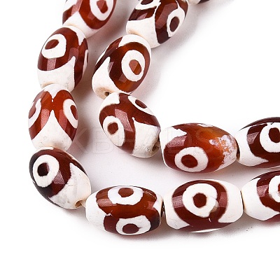 Natural Tibetan Agate 3-Eye Beads Strands G-T138-195B-1