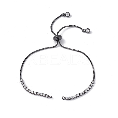Brass Rhinestone Tennis Slider Bracelet Makings KK-E068-VD015-4-1