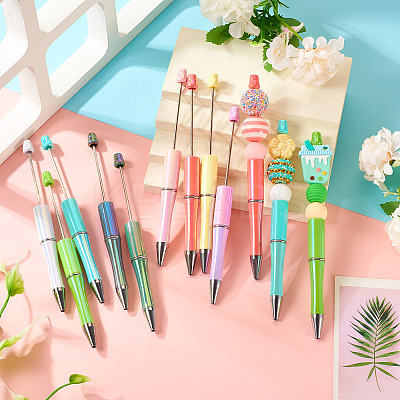9Pcs 9 Colors UV Plated Plastic Ball-Point Pen AJEW-TA0001-83-1