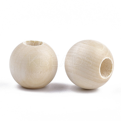 Natural Unfinished Wood Beads WOOD-Q038-25mm-1