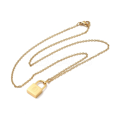 304 Stainless Steel Rolo Chain Pendant Necklaces NJEW-S444-01G-15-1