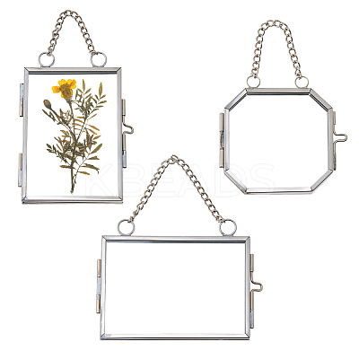 3Pcs 3 Styles Glass Hanging Photo Frame HJEW-DC0001-18-1