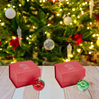 2Pcs 2 Colors Apple Glass Home Ornaments DJEW-NB0001-31-1