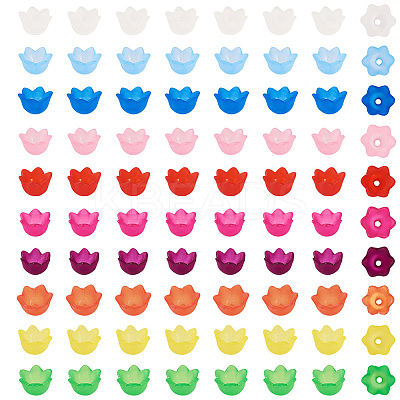 250Pcs 10 Colors Transparent Acrylic Bead Caps OACR-TA0003-21-1