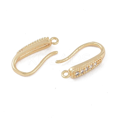 Brass Micro Pave Clear Cubic Zirconia Earring Hooks KK-U008-06G-1