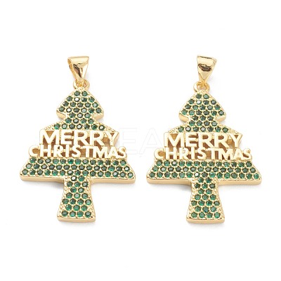Brass Micro Pave Cubic Zirconia Pendants ZIRC-J038-02D-1