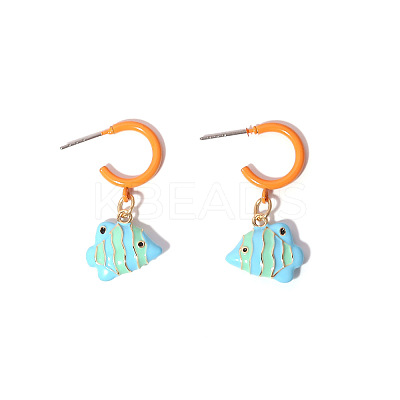 Zinc Alloy Enamel Stud Dangle Earrings WG5F1D3-03-1