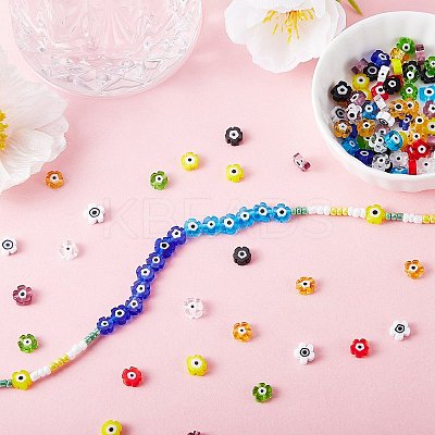 150Pcs 10Colors Handmade Evil Eye Lampwork Beads LAMP-SZ0001-17-1