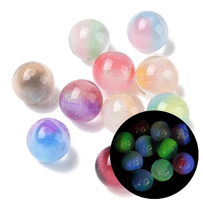 Luminous Two Tone Resin & Glitter Powder Beads RESI-F073-04-1